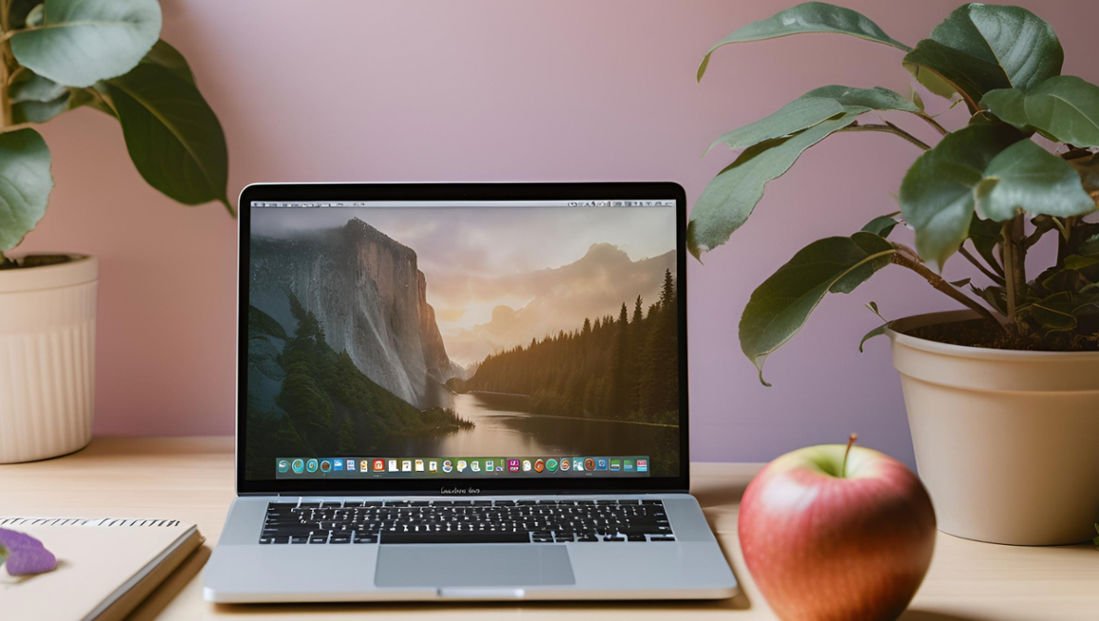 Laptop and an apple on a table to the post free online courses to boost your cv